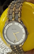 Bulova Two-Tone Gold And Silv Stainless Steel Uni-S Watch Quartz Water Resistant
