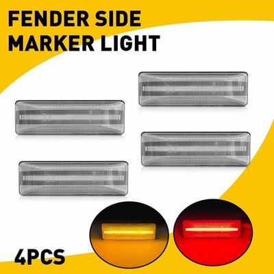 4X Clear Amber Red LED Side Marker Lights For 1994-01 Dodge Ram 1500 Dually EXC