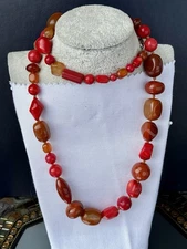 Silpada Vintage Rare Red Carnelian Agate Jasper Smooth Nugget Necklace Sterling