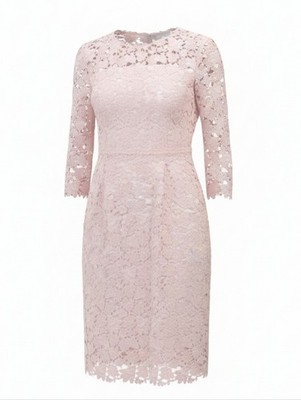 ESCADA Allover Rose Swiss Lace Dress Light Gloss Pink Size 38 (US 8) Designer