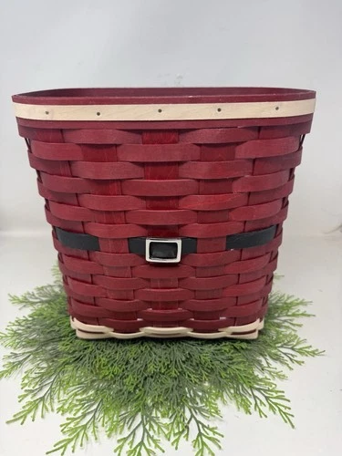 Longaberger SANTA BELLY Waste Garbage Basket 11.5" Christmas Rare RED New No Box