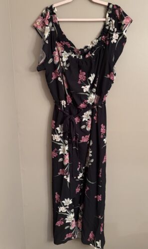 City Chic Floral Dress NWT Plus XXL 24 Off Shoulder Maxi Tie Black Romantic