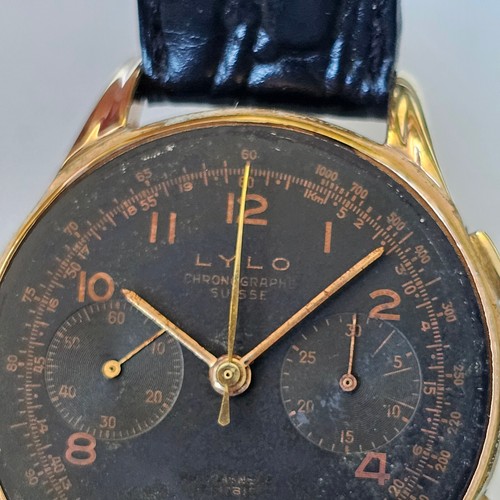 LYLO-CHRONOGRAPHE SUISSE-ANNI 50-VENUS 188-OVERSIZE (37 MM)-ANSE SAGOMATE-RARO - Imagen 21 de 24