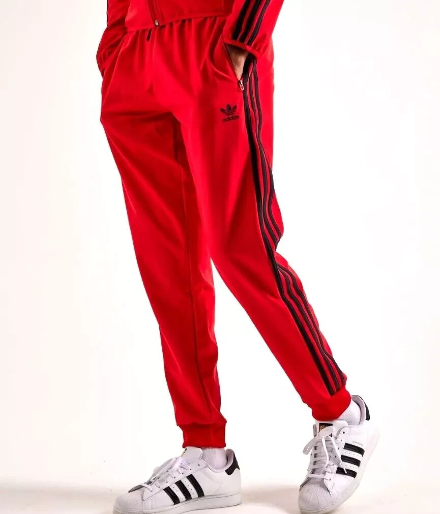 ADIDAS ORIGINALS SUPERSTAR MENS TRACK PANTS SIZE SMALL #Z0034 red/black  NWT - Main Image