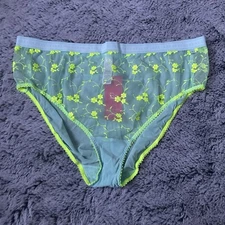 New M&S B by Boutique High Leg Light Turquoise Knickers Yellow floral Lace XL