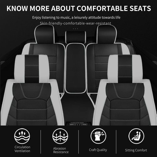 For Cadillac CTS 2008+ / SRX 10-16 Car Seat Cover Full Set Front Rear Cushion US - Picture 22 of 28