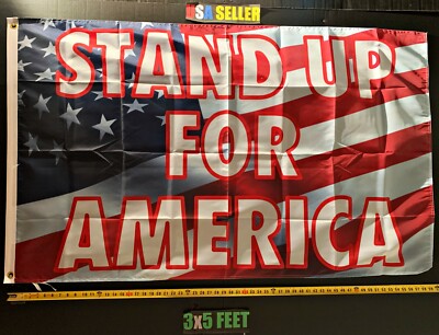 Donald Trump Flag FREE USA SHIP Desantis Stand Up For America USA BG Sign 3x5'