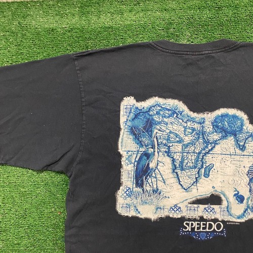 Vintage 90s Essential Baggy Speedo Africa Map Nature Tribal Tropical T-Shirt - Picture 5 of 7