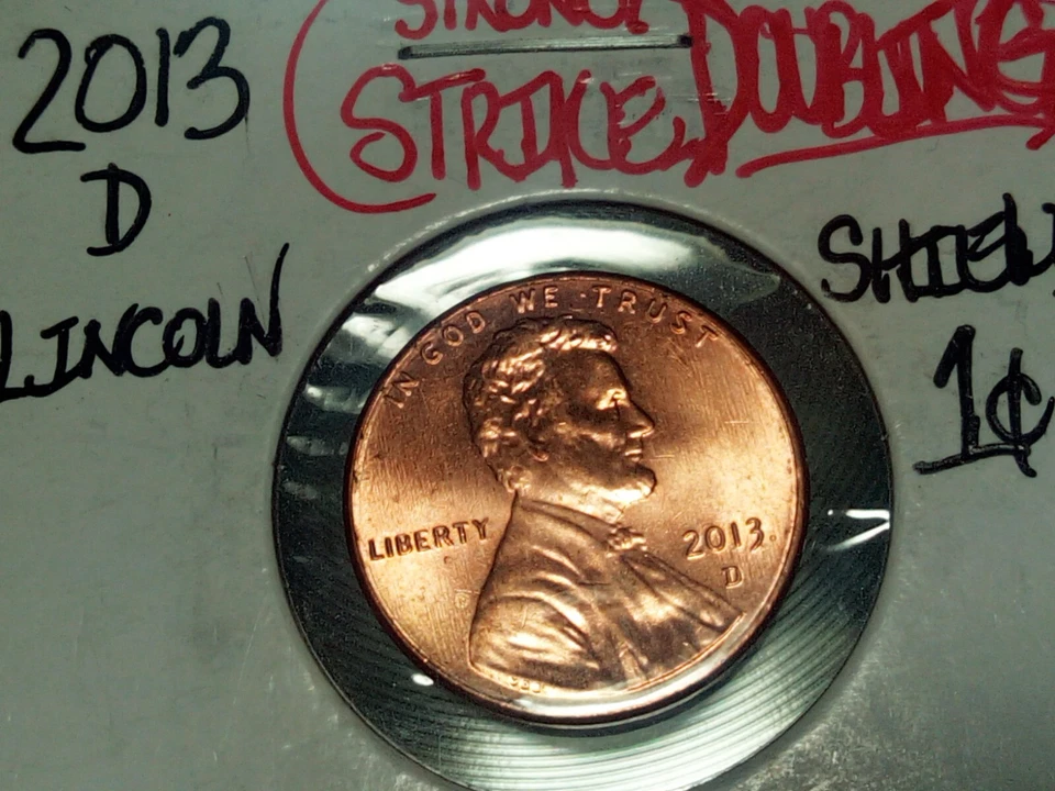 Mint Error Coin Lincoln Memorial 1c One Cent 2013 Denver Strike Doubling - Image 4 of 4