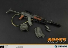 ZYTOYS 1/6 Scale AK47 AK47S + Silencer Gun Model Weapon Toys W Folding Bracket