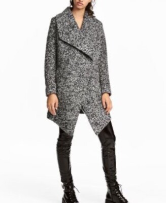 H&M Divided Women's Coat Jacket Black and White Marled Size 6
