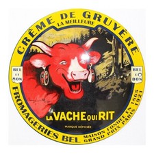 Plaque émaillée :  CRÊME DE GRUYÈRE la Vache Qui Rit