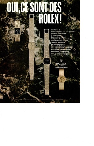 1969 ROLEX BY CELLINI WATCHES MAGAZINE PRINT AD, FINE JEWELS LUXURY ACCESSORY AD - Picture 3 of 3