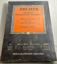 Arches Aquarelle Watercolour Pad Rough 300 g/m2 12 Sheets 10" x14" NEW/SEALED