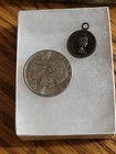 Vintage Tiny Queen Elizabeth the Second Brass Necklace Pendant Medal Charm  — photo 3