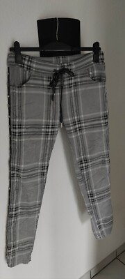 TREDY JOGGPANTS SUEDE KARO SILBER GRAU Gr. 2 (42/44)