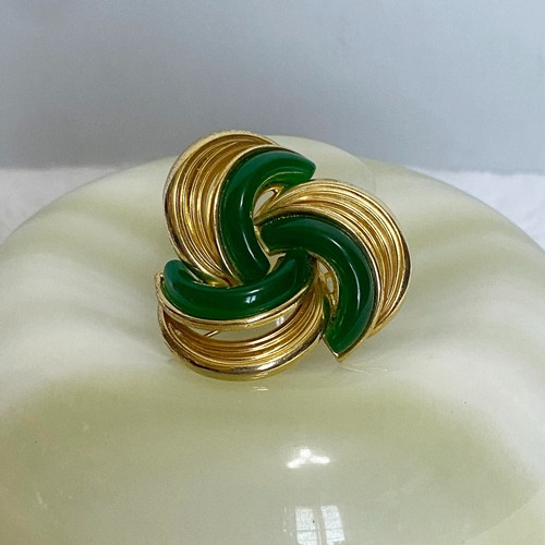 1972 HENKEL & GROSSE Germania Christian Dior spilla vintage oro verde vortice - Foto 3 di 7