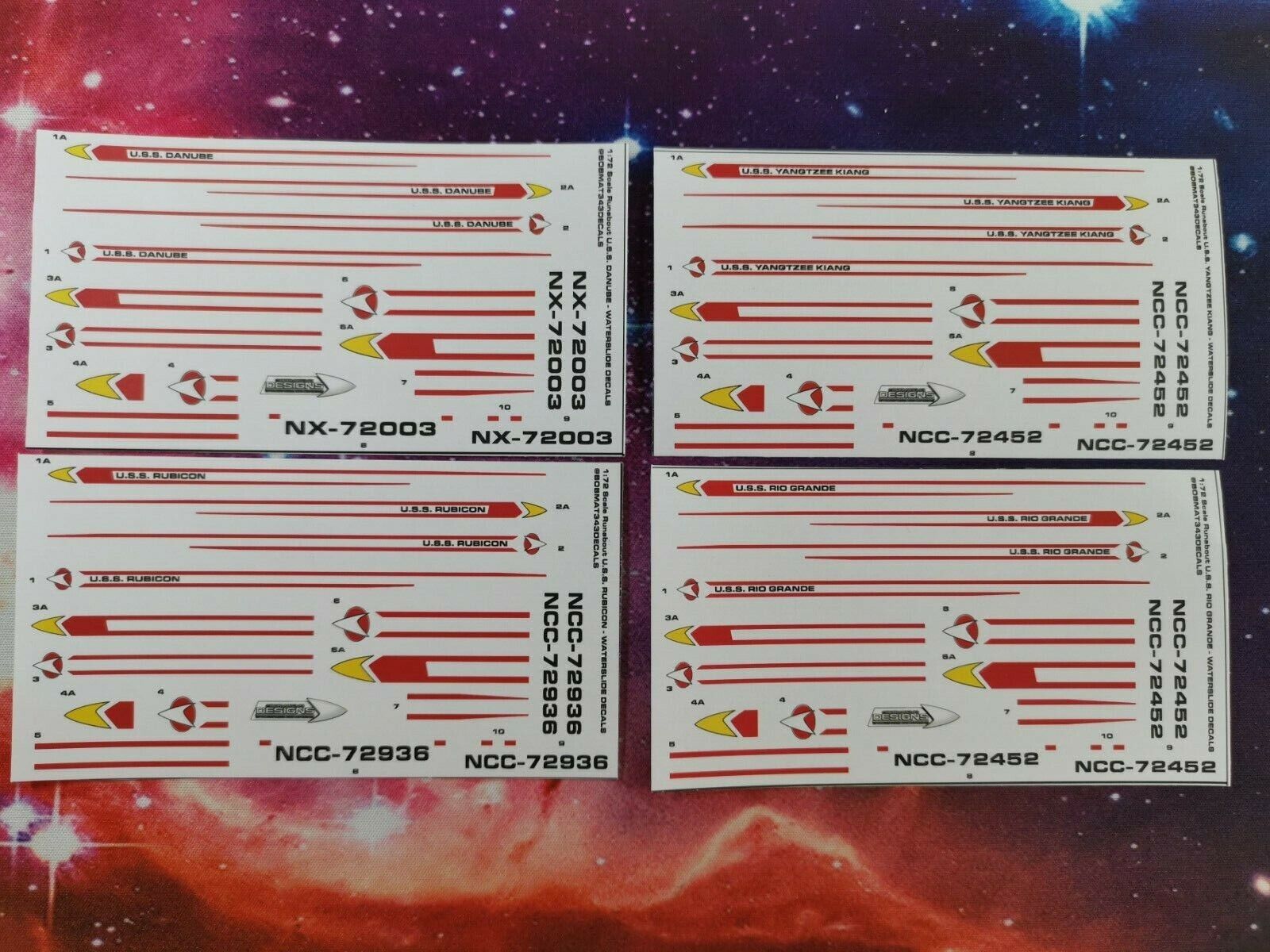 REGISTRY WATERSLIDE DECALS FOR STAR TREK DS9 172 RUNABOUT AMT RIO