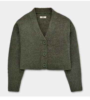 Authentic UGG Women NYOMI Cropped Cardigan Sweater Olive