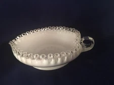 Fenton Sivercrest Nappy Ruffled Edge White Clear Holder