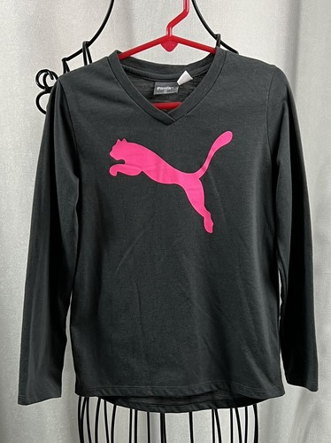 Puma Gray Graphic Pullover Long Sleeve T-Shirt Girls Size 6X