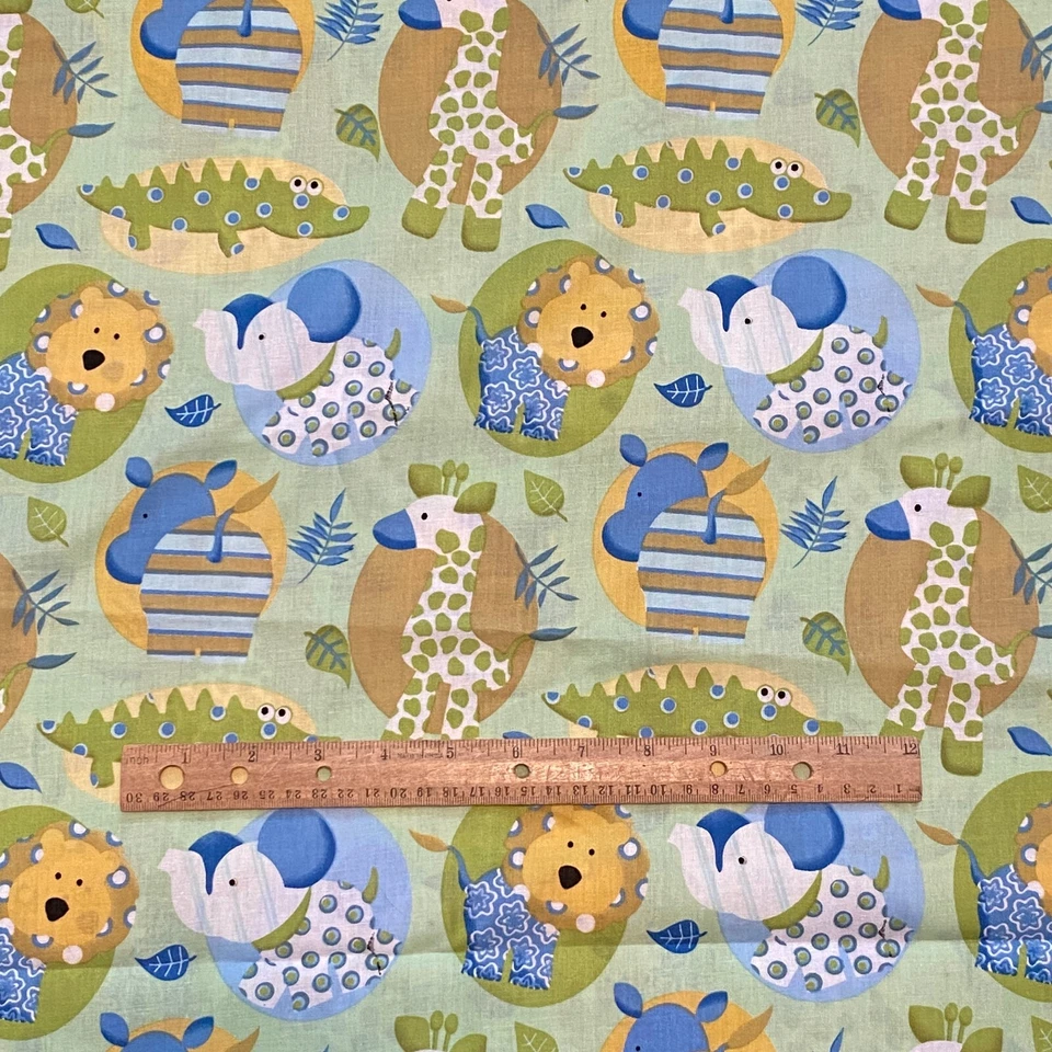 BTY Verde Guardería Zoo Animal Tela Algodón Estampado Hancock Foto 2 de 4