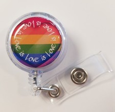 Pride Love is Love, Retractable Badge, Name Tag,ID Holder, 3D Dome