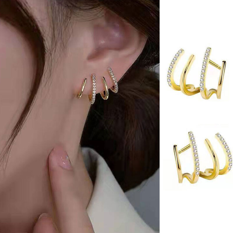 Women Fourprong Earrings Fashion Retro Temperament Multilayer Earring