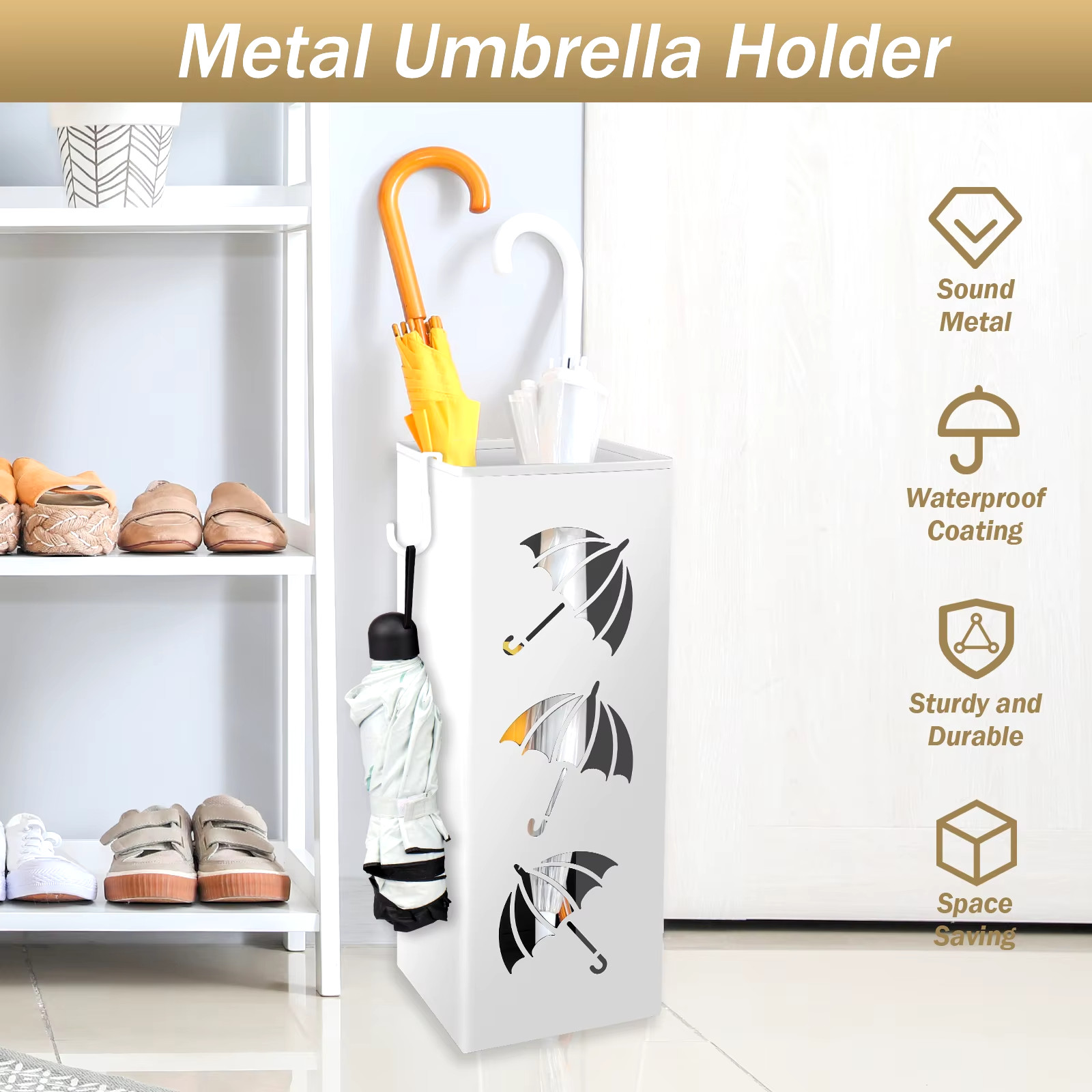 Portaombrelli Moderno Metallo Nero: Organizer Multiuso per Ufficio