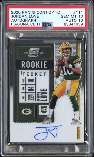 2020 Panini Contenders Optic Jordan Love Rookie RC Autograph #111 AUTO 10 PSA 10