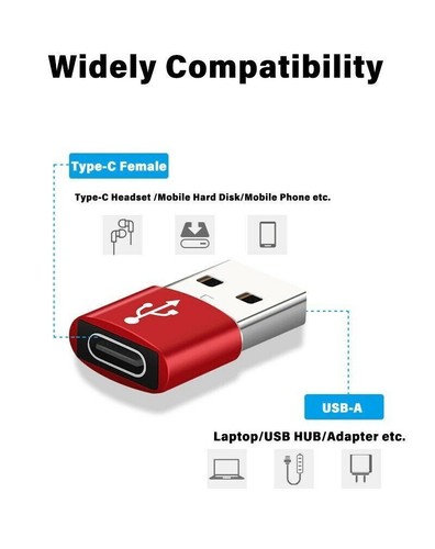 USB Type A Male to USB C Type C Female Charging Port Adapter Fast Converter AU - Picture 7 of 15