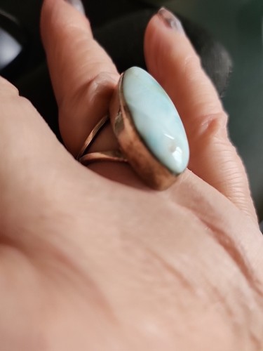 Genuine Larimar 925 Sterling Silver Ring Sizes 7 Dominican Republic NWOT - Picture 5 of 6