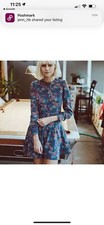 Urban Outfitters x Ryder Blue Wildflower Print Long Sleeve Dress Size Small