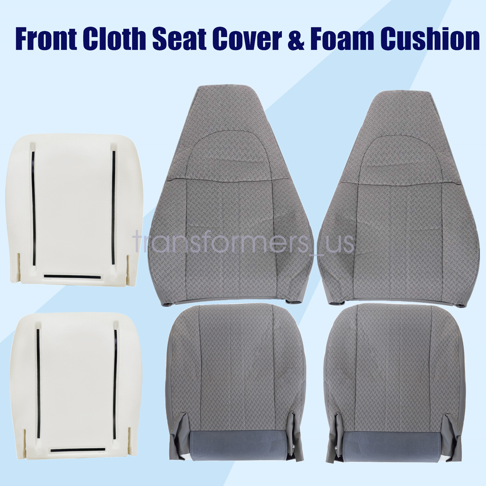 Driver Bottom Seat Cover Gray & Foam Cushion For 03-14 Chevy Express 1500 2500