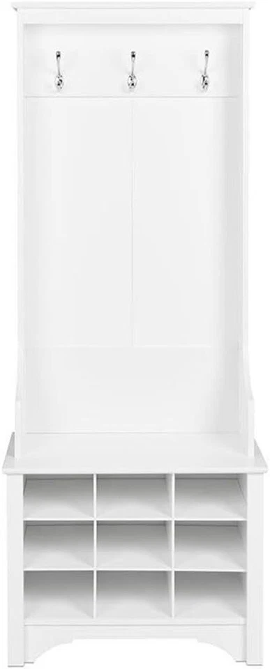 Árbol de pasillo Prepac blanco, zapatero, gabinete de almacenamiento con 9 cubbitos de zapatos Foto 3 de 4