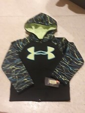 NWT UNDER ARMOUR BOYS ZIP UP LOGO HOODIE HOODY BLACK YELLOW