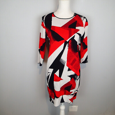 Women's COS Dress Size s knit abstract stretch red white black | eBay