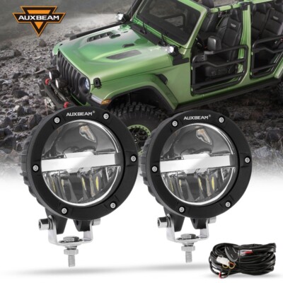 AUXBEAM 4''Inch LED Work Light Bar Spot Pods Driving Lamp for Jeep Wrangler JK TJ