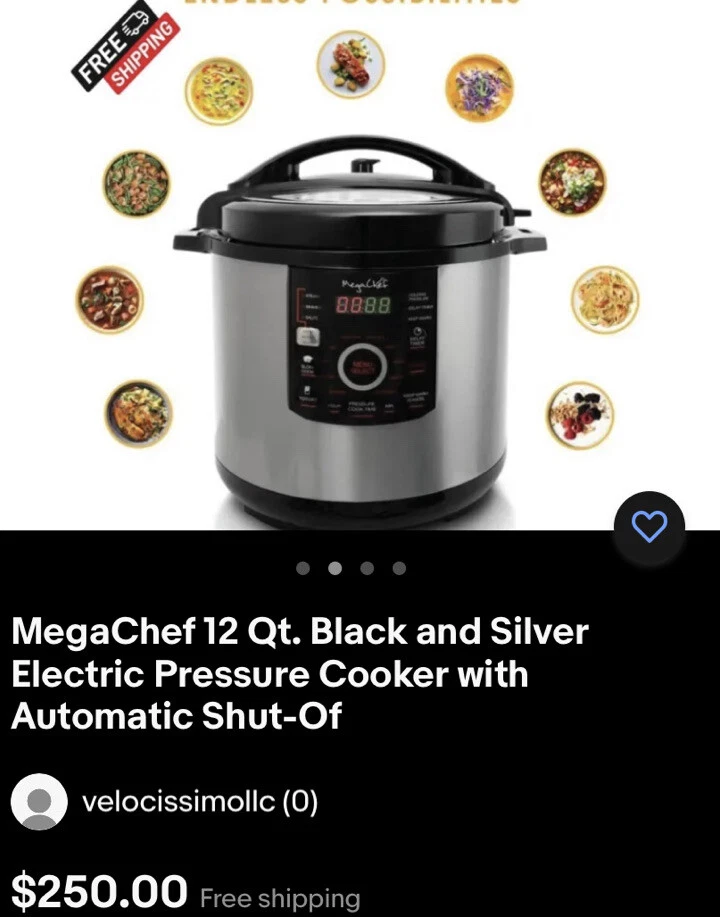 12 Qt. Black and Silver Electric Pressure Cooker with Automatic Shut-Off  and Keep Warm Setting