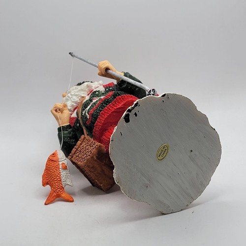 Vintage Ceramic Santa Fishing Figurine Christmas Holiday Decor 8"H POLE DETACHED - Picture 7 of 8