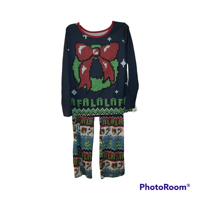 NWT Women's Christmas Holiday Pajamas Large Wreath FaLaLa Trees PJ Top and Pants