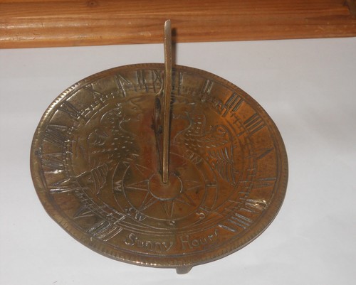 Brass Gold Sun Dial Garden Metal Sundials Vintage Garden Decor Round