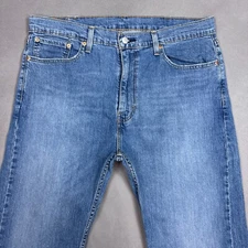 Levis Jeans Men 38x30 Blue 505 Denim Pant Light Wash Out Faded Workwear Straight