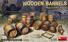 Wooden Barrels. Medium Size Diorama 1:35 Plastic Model Kit MINIART