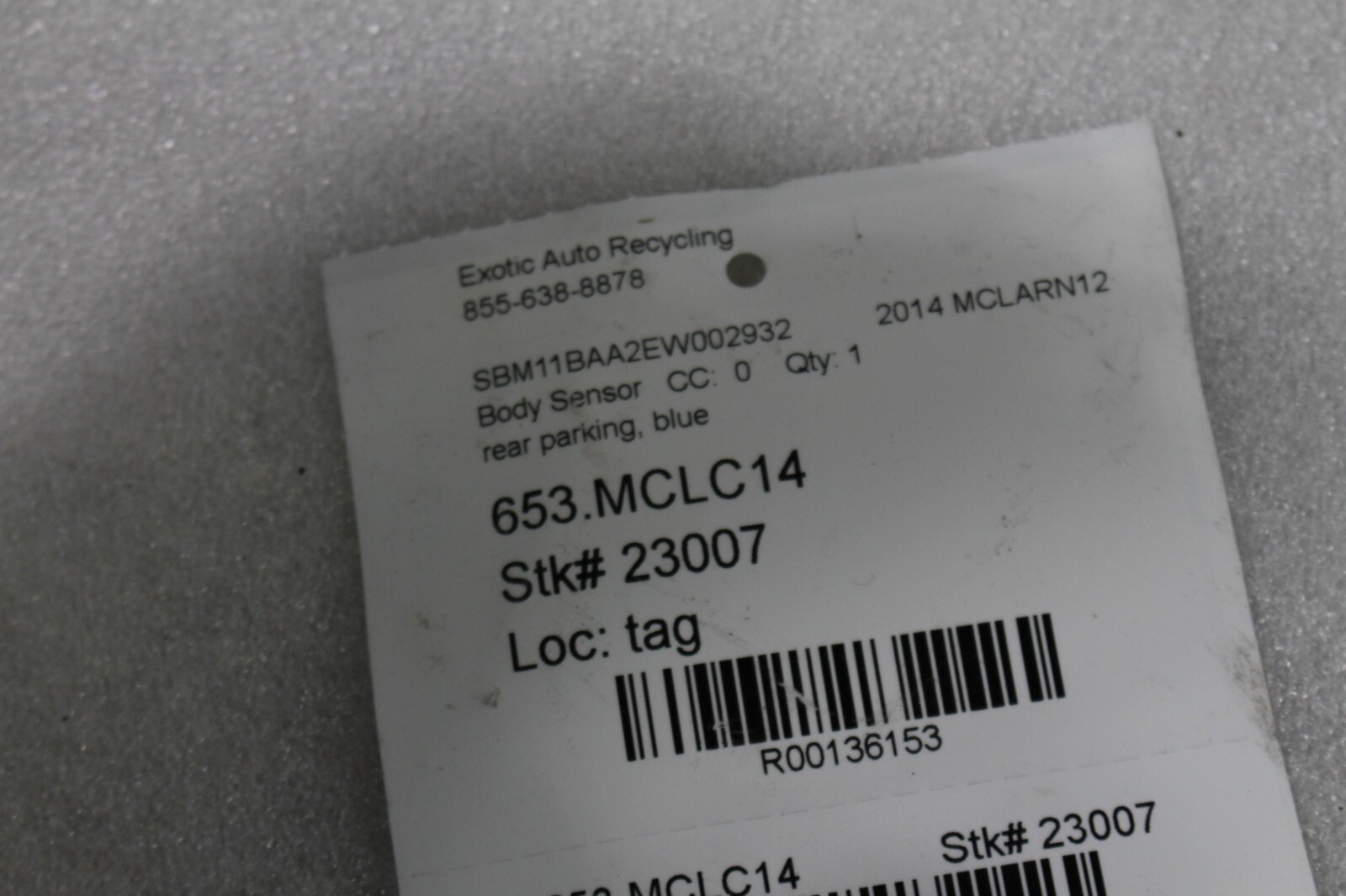Mclaren MP4-12C, Rear Bumper Parking Sensor, Blue, Used