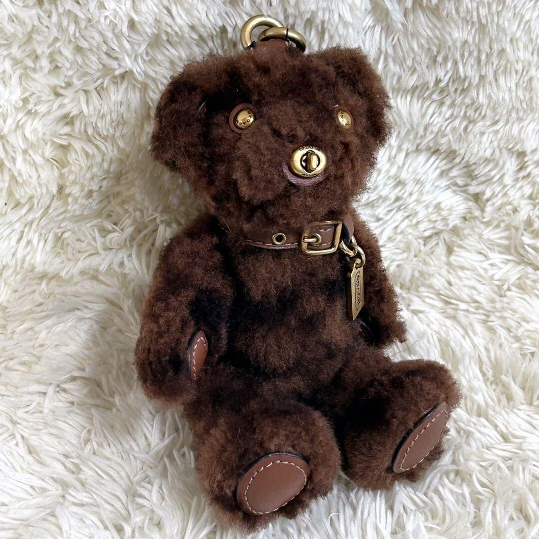 Coach Bear Charm Shearling Extreme Brown Authentic Rare Used