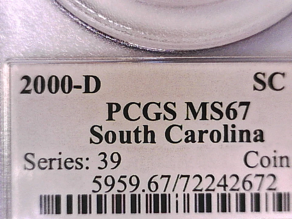 2000 D Washington State Quarter PCGS MS 67 South Carolina 72242672 - Image 3 of 3