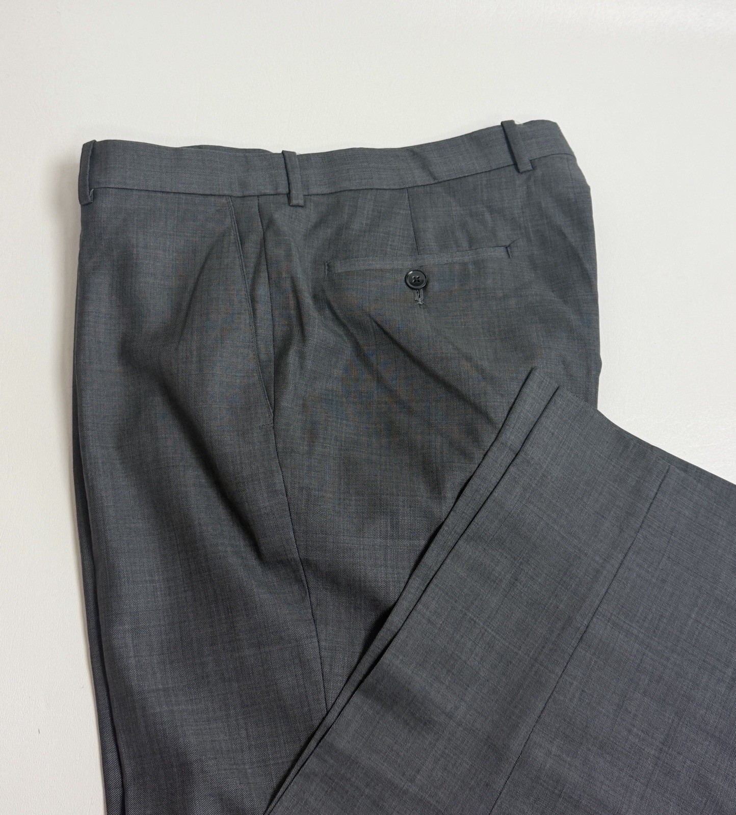 Peter Millar Solid Gray Flat Front Trousers Size … - image 2
