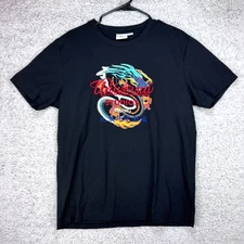 Universal Studios Beijing Embroidered Dragon Black T Shirt Men's Size Medium