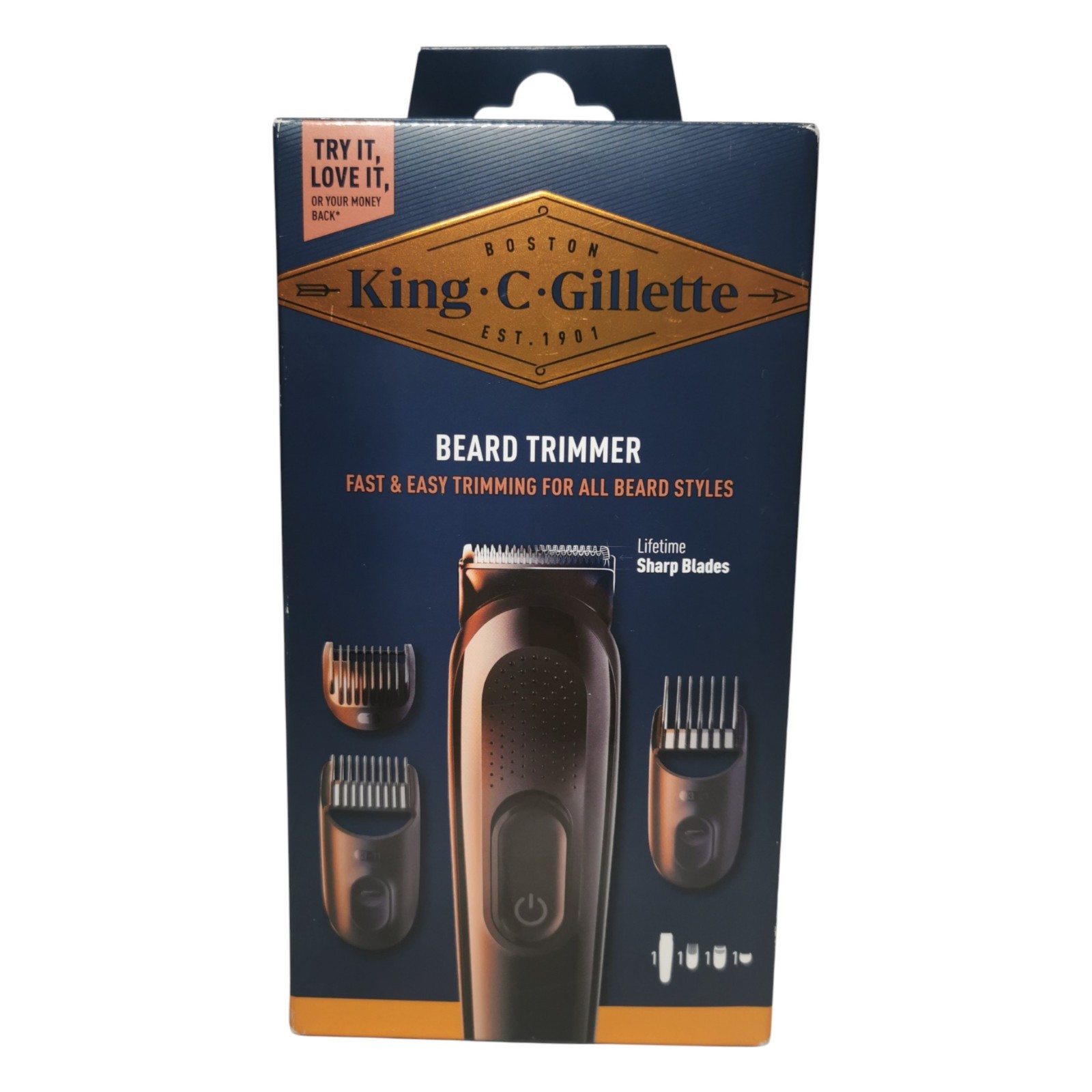 Gillette King C Beard Trimmer Shaver Rechargeable Hair Black New